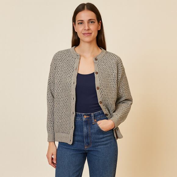 Vintage Woolrich wool cardigan chunky button up size L - Picture 1 of 7